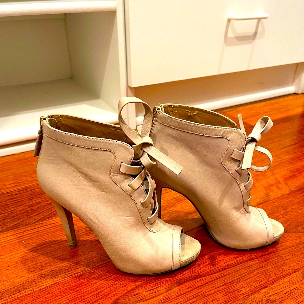 Nine west lace up peep toe booties